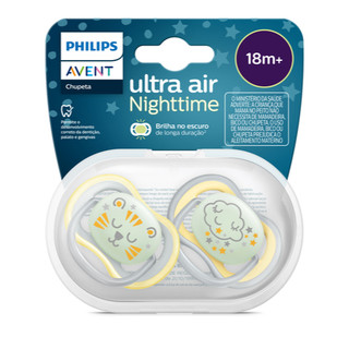 Chupeta Avent Ultra Air Noturno Dupla - 2 unidades - 18+ meses - Amarela - Philips Avent/ SCF376/01