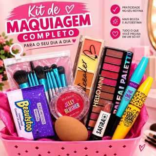 Kit Completo Maquiagem com Gloss Corretivo paleta de sombra Kit de Pinceis