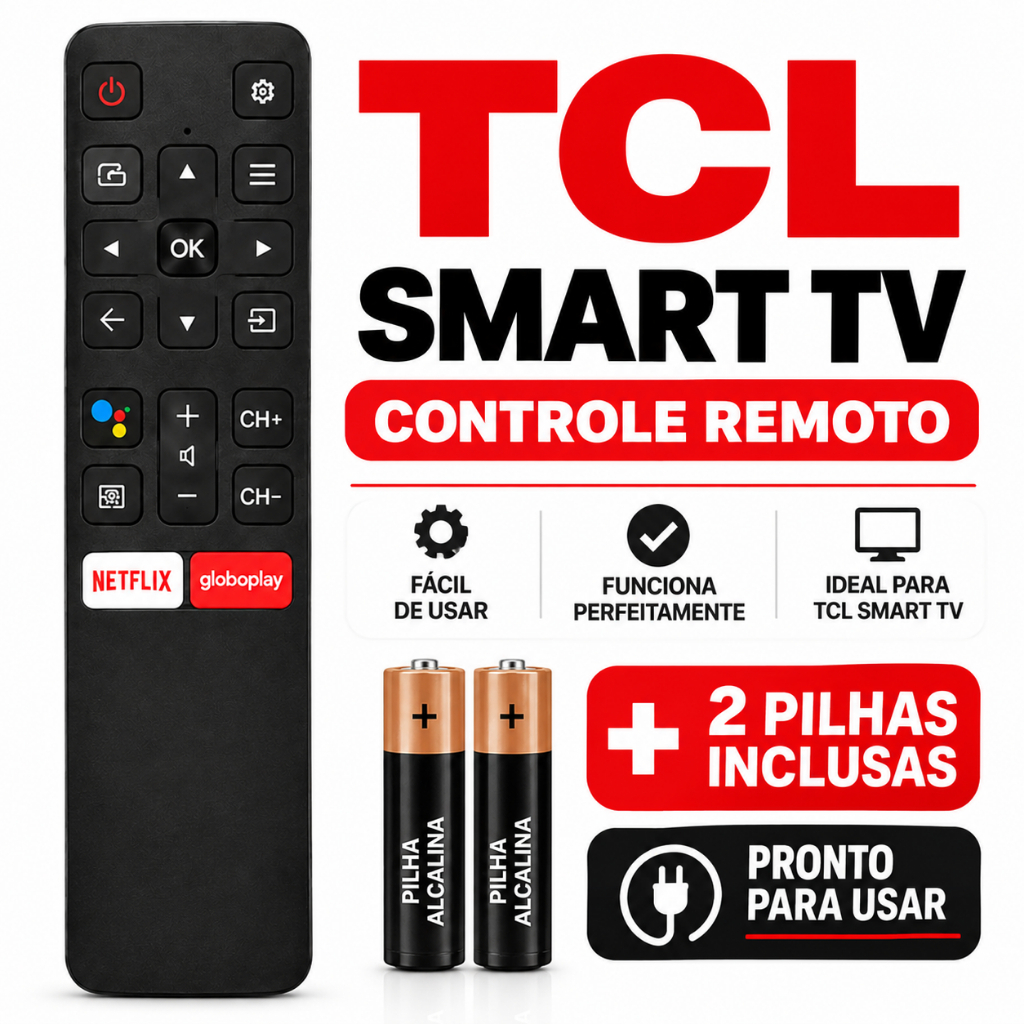 Controle Remoto Compatível Smart Tv Android Netflix Tcl 4k Led Qled Sem Microfone Le-7410 SKY9071