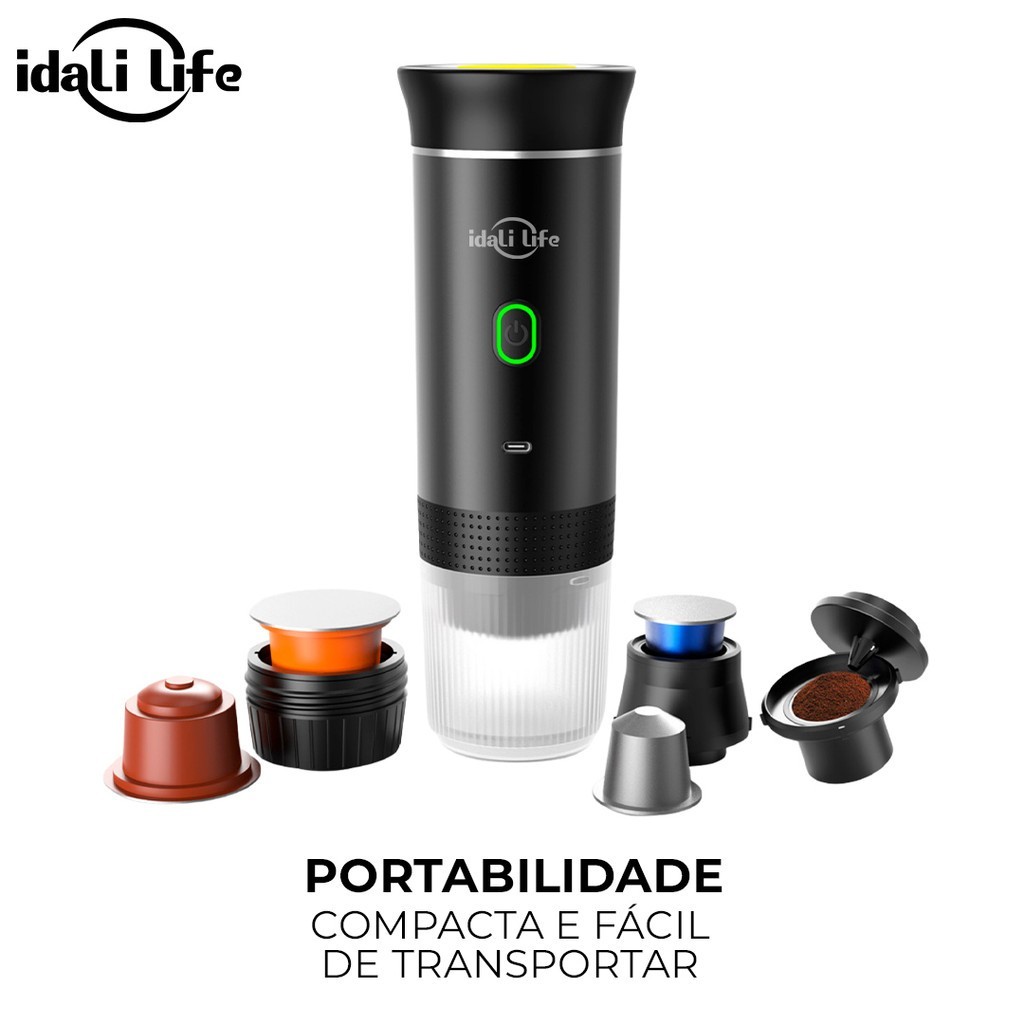 Máquina de Café Expresso Portátil Recarregável 3 em 1 Elétrica para Cápsulas e Café Moído IDALI LIFE — imagem 2 de 2