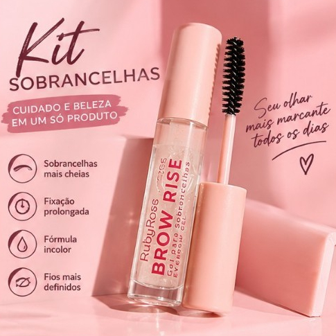Gel Incolor para Sobrancelhas Brow Rise Ruby Rose Linha Rosa HB-E2503 | Fixação Natural e Longa Duração