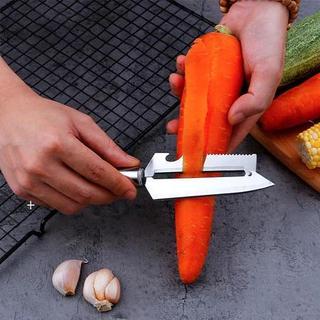 Faca Multifuncional Fatiado De Legumes Corte Peixes Legumes Faquinha 3 em 1 Aço Descascado Cozinhas
