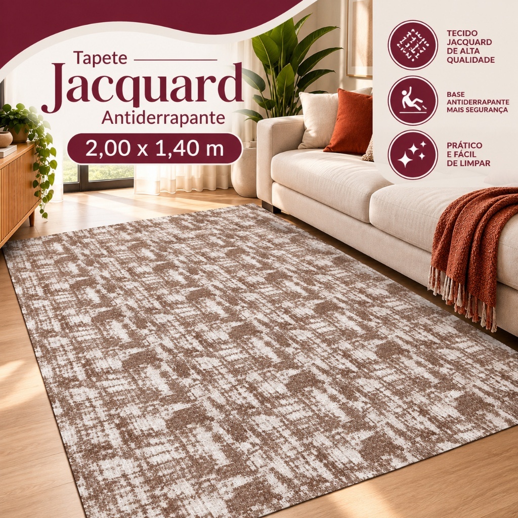 Tapete Sala Antiderrapante 2,00x1,40m Luxo Moderno Decorativo Quarto Escritório