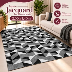 Tapete Jacquard 2,00 x 1,40 Antiderrapante Decoração Sala Quarto Escritório