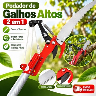 Podador De Galhos Altos Tesoura 2 Em 1 Serra E Poda Com Serrote Super Forte e Resistente