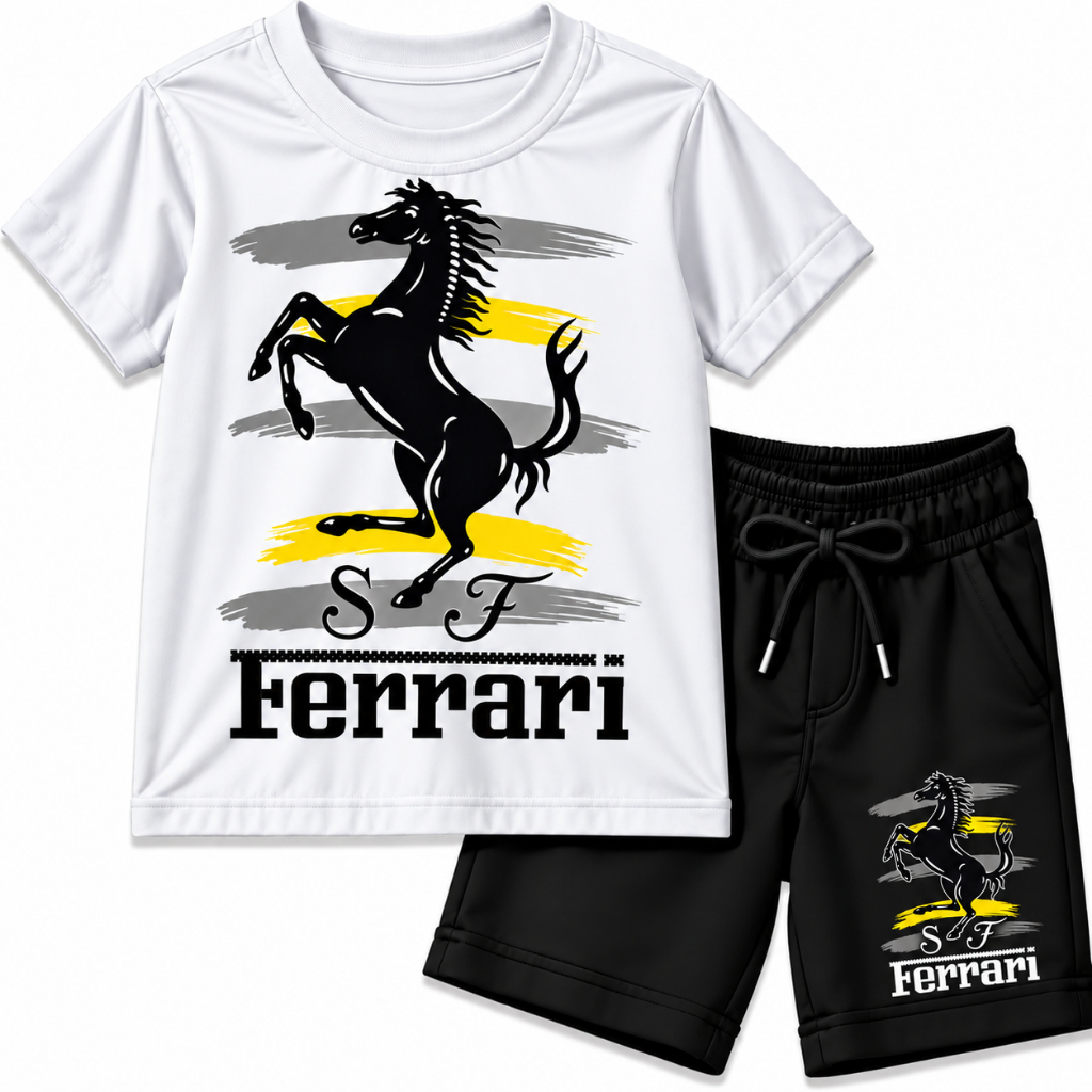 Conjunto Infantil Masculino Menino Camiseta Algodão + Bermuda Moletinho Estampa Premium 2 ao 16