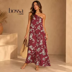 Lovito Bossa Vestido Midi com Ombro Assimétrico DRB763BRL793
