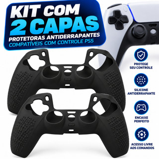 Kit 2 Capas de Silicone Compatível com Controle PS5 Dualsense Proteção Antiderrapante Preta