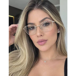 Armação Óculos Feminino Metal Delicado Leve Elegante Moderno Vários Modelos