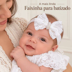Tiara Batizado de Meia para Bebê Branca Recém Nascido Faixinha Confortável Maternidade Casamento