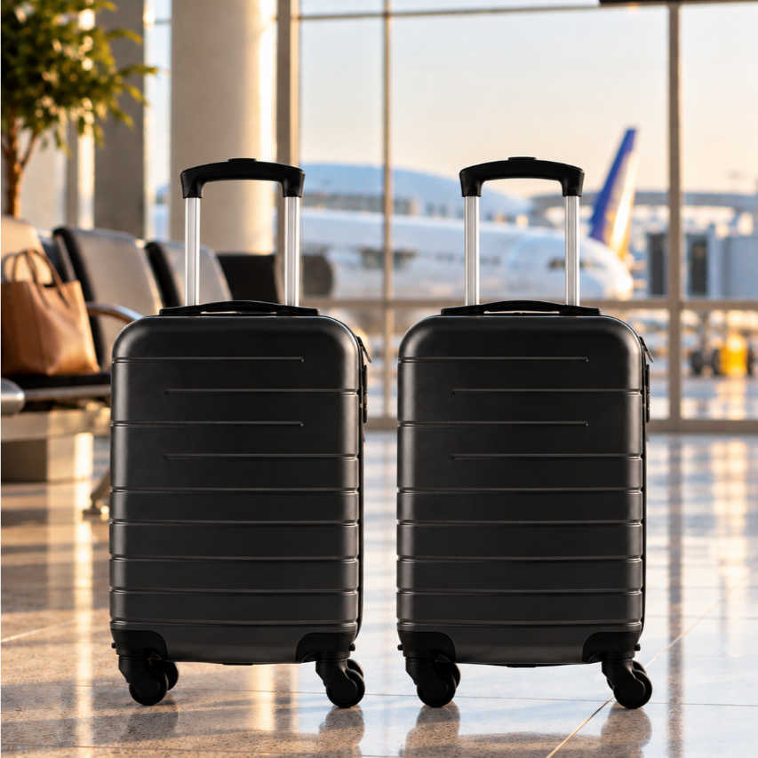 Kit 2 Malas Viagem Bordo Leve Resistente Rodinhas 360 Cadeado Casal Cabine 8kg