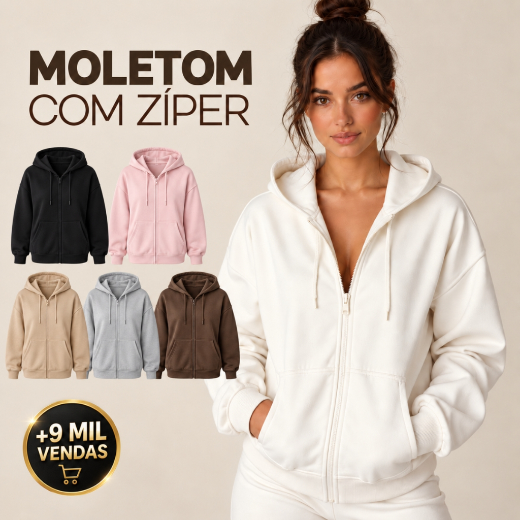 MOLETOM ZIPER FLANELADO UNISSEX  COM CAPUZ BOLSO CANGURU
