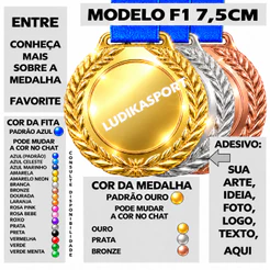 6 a 24 Medalha 7,5cm Metal Modelo F1 {Personalizo} Kit Desconto Evento Empresa Gincana Festa