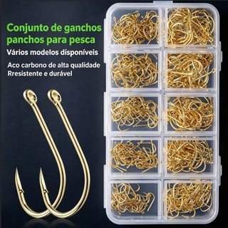 Kit 600 Anzóis Tipo Chinu Aço Inox 10 Tamanhos Afiados Alta Qualidade para Pesca Profissional