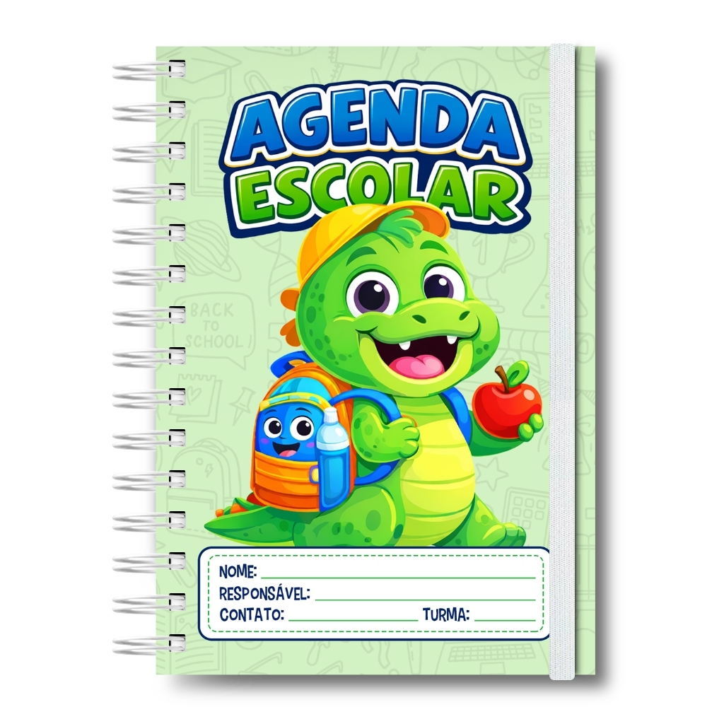 Agenda Dinossauro Kids Escolar Planner Aula Infantil Escola Crianças Creche
