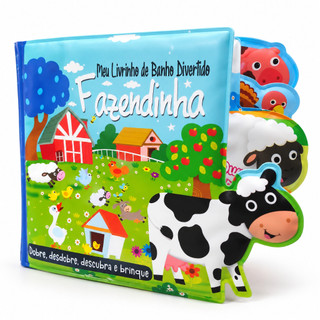 Livro de Banho Infantil Fazendinha para Bebê Livrinho Educativo Colorido Brinquedo para Hora do Banho