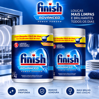 Finish Detergente em Pó para Lava Louças 1 kg Advanced Power Powder com Dosador