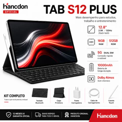 Tablet Hancdon S12 Plus Tela 12,8" 16+512GB 5G | Bateria 10000mAh | Android 15 | Envio 24h