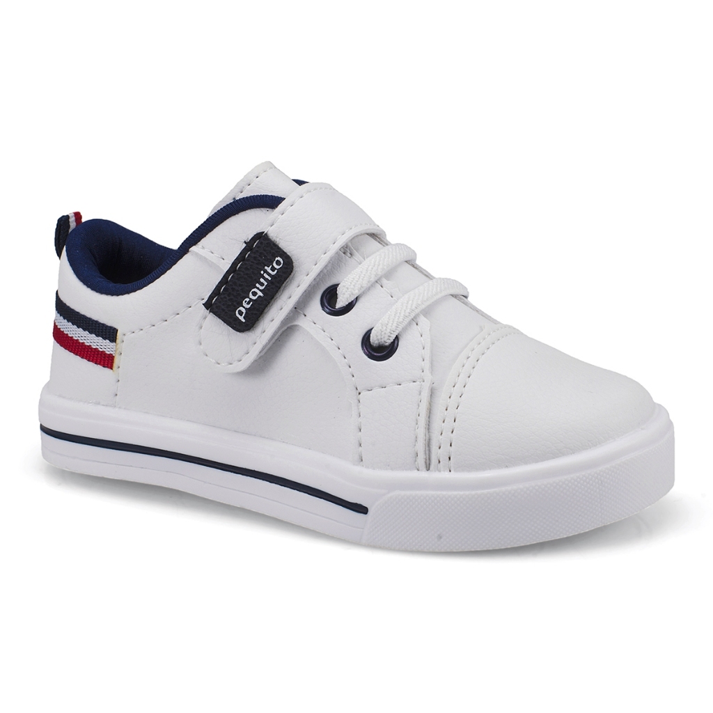 Tênis Infantil Menino Casual Listra Masculino Estiloso Passeio Escolar Branco 20126 Pequito