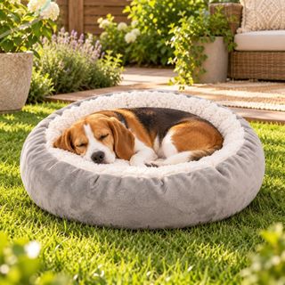 Cama Pet Sherpa G 70cm x 70cm para Cães e Gatos de Porte Grande Redonda e Macia Caminha Aconchegante