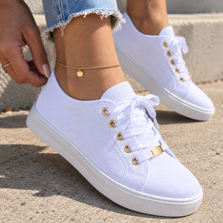 Tênis Feminino Casual Sapato Branco e Preto Sapatenis Confortável Leve Macio