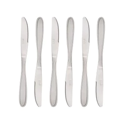 Kit com 6 Facas para Sobremesa Gastro Aço Inox Lyor 16,5cm para Bolos Tortas Frutas Doces Mesa Posta Uso Diário Elegante