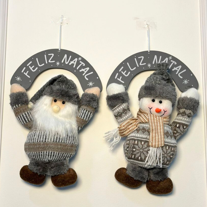 Enfeite Guirlanda Natal Papai Noel Boneco De Neve Pendurar Porta