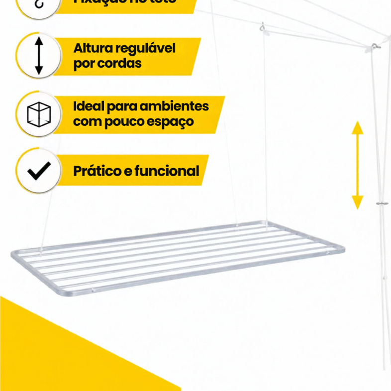 Varal de Teto Alumínio Mor 1,20m 9,3m 14kg com Kit de Instalação — imagem 2 de 2