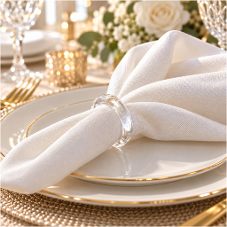 Kit Argola Cristal Porta Guardanapo, Ideal para Casamento, Mesa Posta e Festas Elegantes