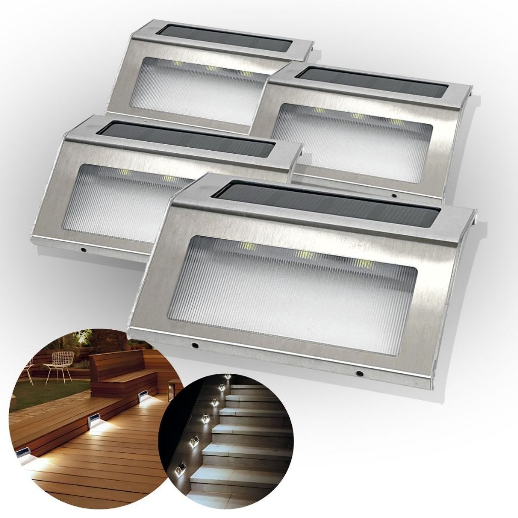 Kit Arandela Solar Slim Inox Luminária Muro Parede Jardim Corredor Área Externa Decoração