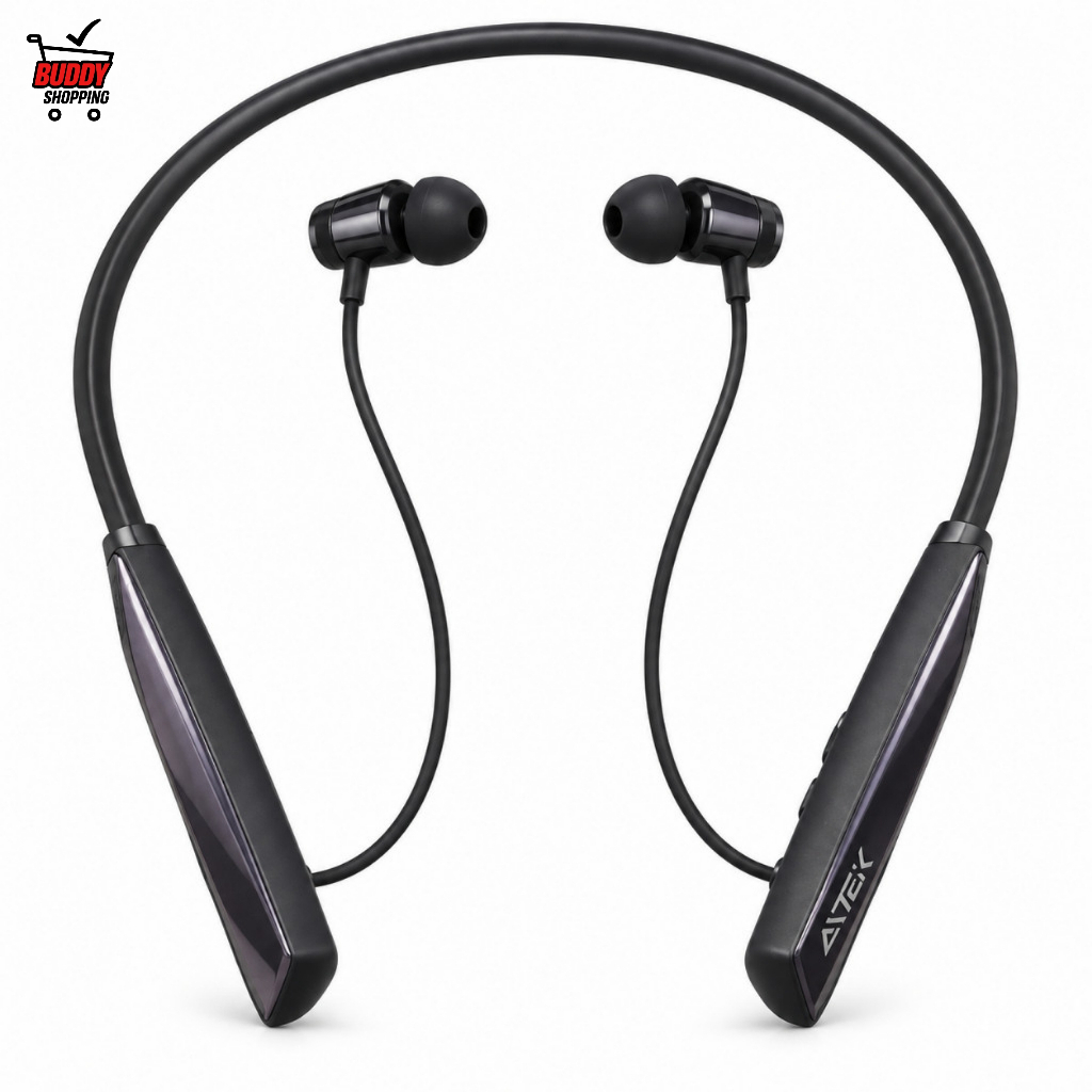 Fone de Ouvido Bluetooth Aitek AHS B1002 Esportivo 5.4 Neckband 25H Tipo-C Microfone Preto