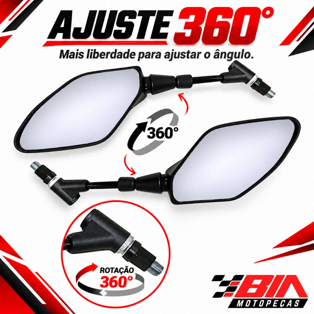 Retrovisor Espelho MT03 Giro 360 Graus Rosca Modelo Yamaha XTZ Lander 250 2006 2024 XTZ Teneré 250 2006 2018 XTZ 150 — imagem 2 de 2