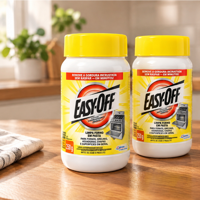 BOX c/ 2 Limpa Forno Em Pasta Easy-off 250ml - Fácil de Usar, Remove Gordura e Alimentos, Ideal para Superfícies Várias