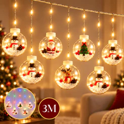 Cascata de Pisca Pisca Cortina De Luz Bolinhas Varal Decoração Natal 3 metros 100 Leds