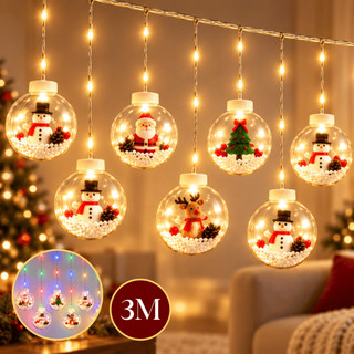 Cascata de Pisca Pisca Cortina De Luz Bolinhas Varal Decoração Natal 3 metros 100 Leds