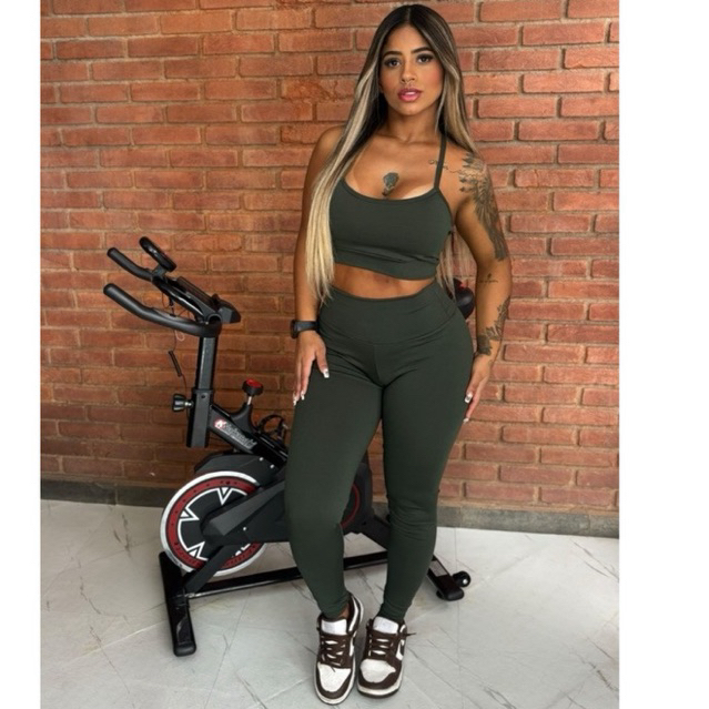 Conjunto Top e Legging Alcinha Nadadora Fitness Academia Treino