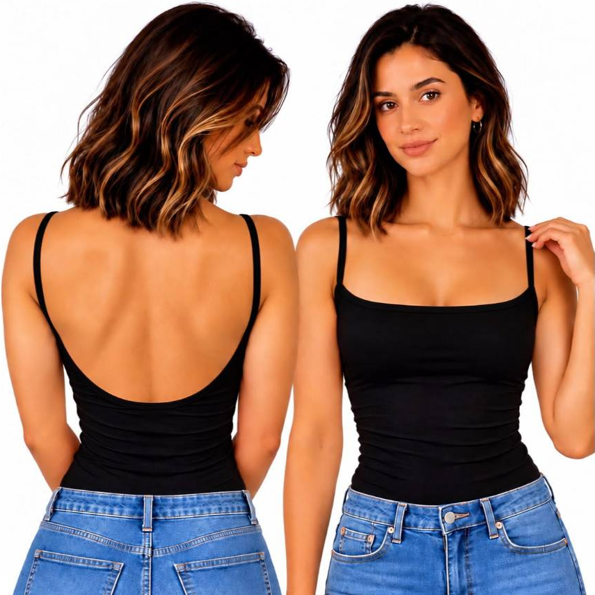 Blusinha Feminina Cropped Suplex Forrada Costas Abertas Com Alcinha Regata Decote Quadrado