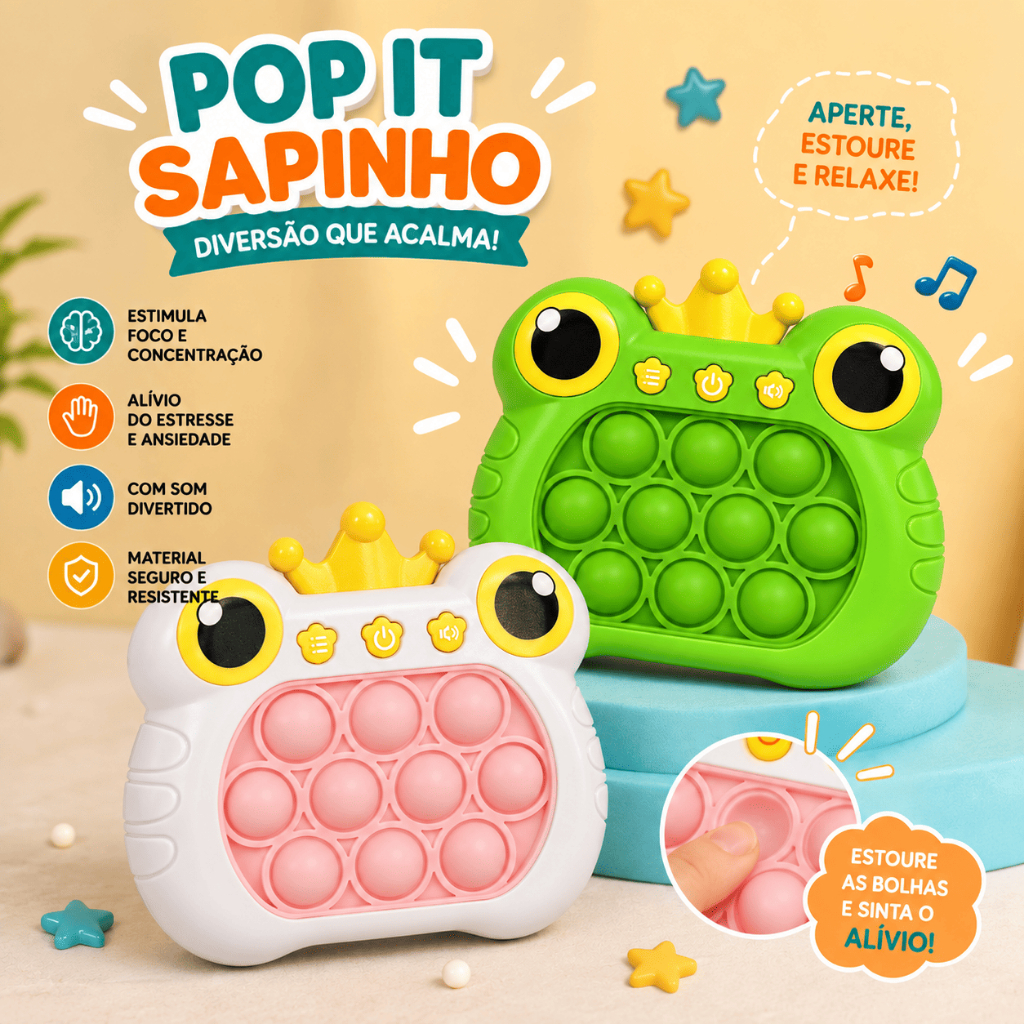Pop It Sapinho Eletronico Brinquedo Anti-Stress Bolhas De Empurrar Rápido Para Crianças e Adulto
