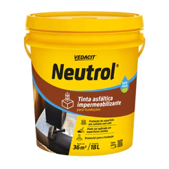 Neutrol Tinta Asfáltica Impermeabilizante Base Água 18L Vedacit Alto Desempenho Reforma Construção Área Externa