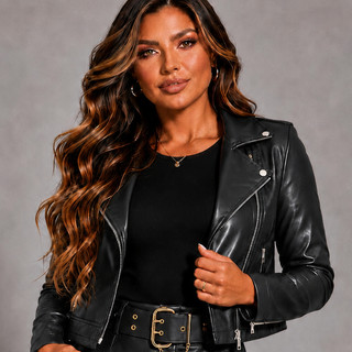 Jaqueta Feminina Couro  Premium Zíper Moda Blogueira Moderna Luxo