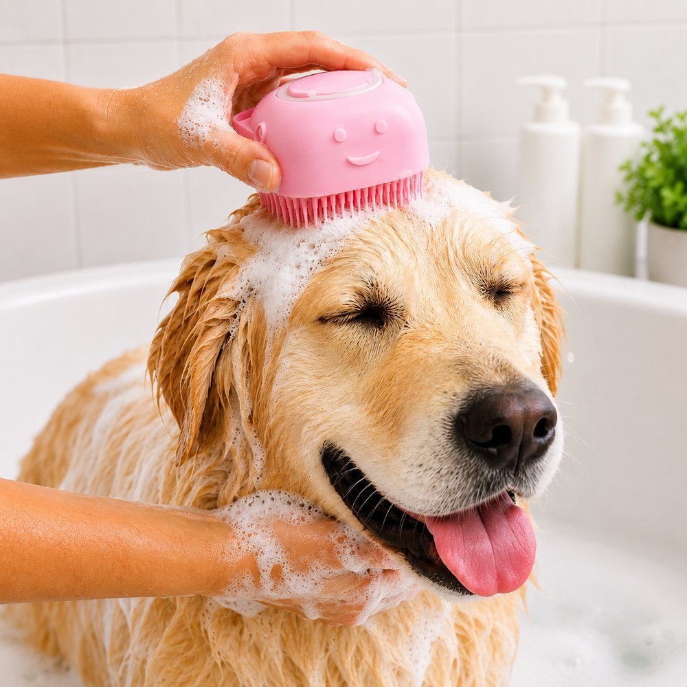 Escova De Banho Para Pet Compacta Resistente Com Cerdas Suaves Para Remover  Sujeira