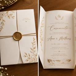 kit Convite personalizado Casamento estilo dourado