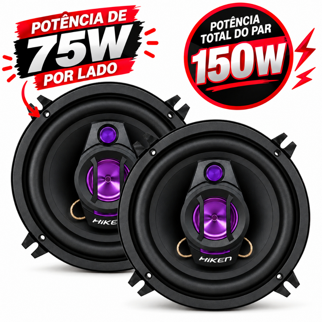 Par de Alto-Falantes Hiken 5 Polegadas Triaxial 75w Cada 4 Ohms