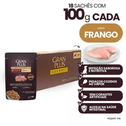 Ração Úmida Gran Plus Gourmet Sachê Sabor Frango Cães Filhotes Caixa 18 Sachês 100g