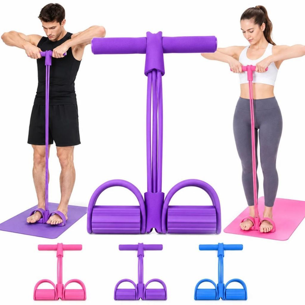Extensor Elástico Pedal Fitness para Treino em Casa Abdômen Pernas Braços Musculação Pilates