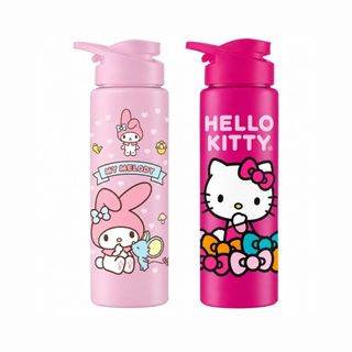 Kit 2 Garrafas Squeeze Plástica Sport Hello Kitty e My Melody 750ml