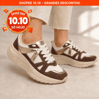 OFERTA 10.10SHOPEE Tênis Feminino Casual Plataforma Leve Confortável Esportivo Academia Caminhada Antiderrapante Moderno