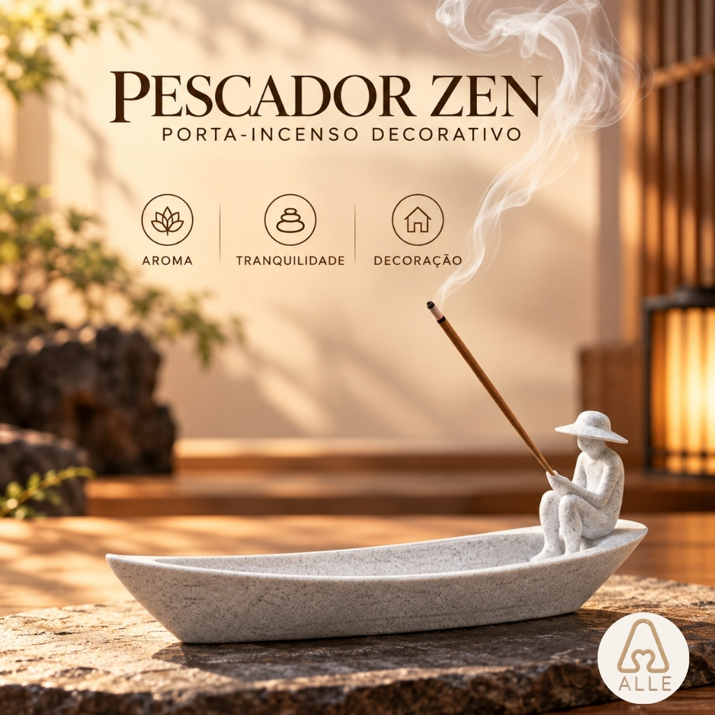 Incensário Artesanal Barco Pescador Zen Suporte Porta Incenso Decorativo Premium Relaxante Meditação
