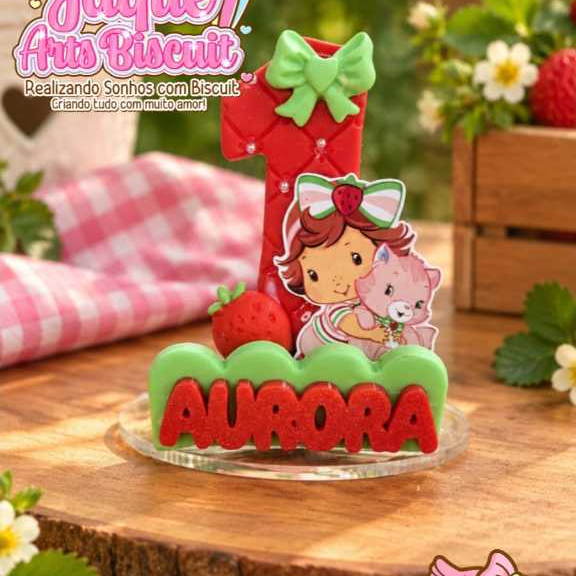 Vela Biscuit Personalizada Moranguinho