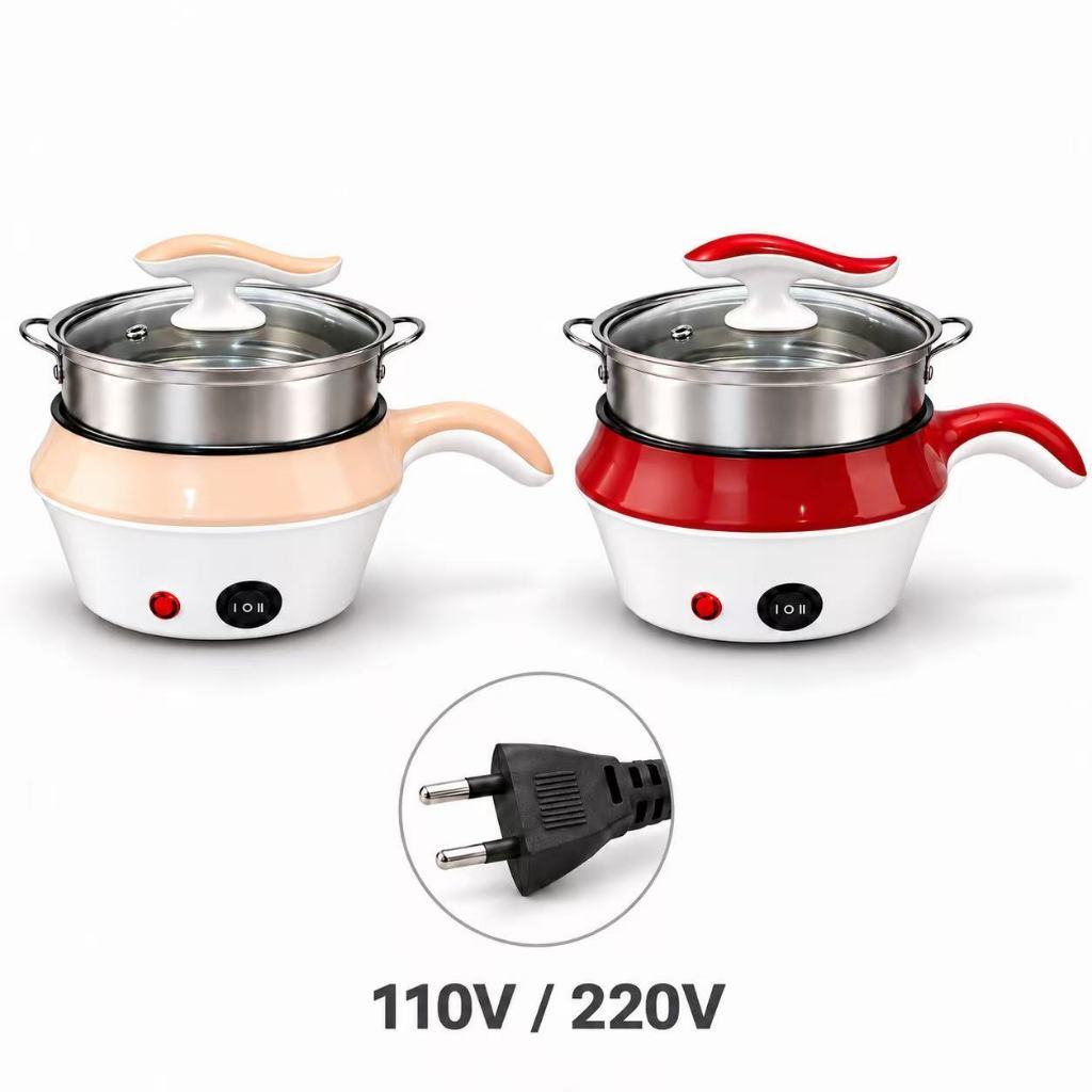 Panela Elétrica Multifuncional Antiaderente com Cesto de Vapor, 110V / 220V, Panela de Cozinhar para Cozinha Doméstica